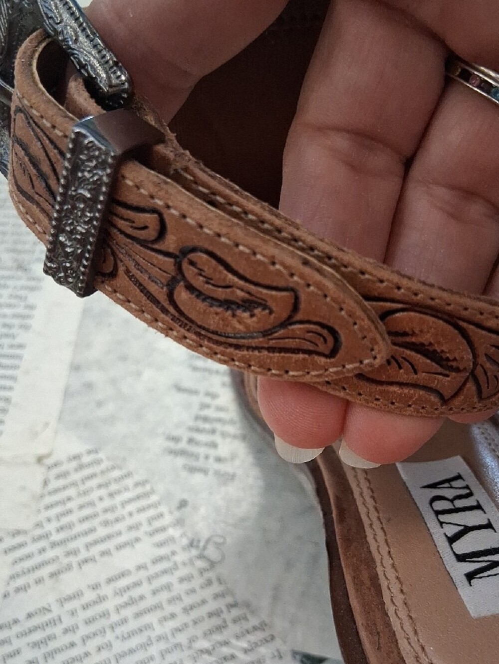 Myra Bag Brown and White Cowhide Slingback Mules - Picture 6 of 6